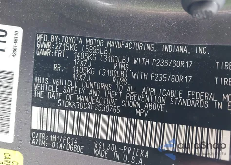 2015 Toyota Sienna Le 8 Passenger из США, поврежденный, VIN 5TDKK3DCXFS530765